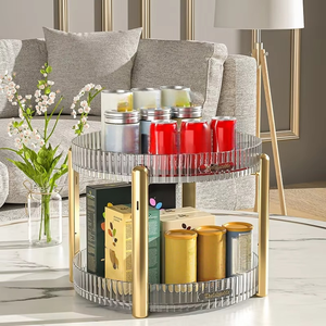 Thiết Kế Tùy Biến Mạ Vàng Hai Lớp 360 Xoay Ánh Sáng Sang Trọng Nhựa Lưu Trữ Giá Mỹ Phẩm Nhà Bếp Hiển Thị Đứng - Product Image 4