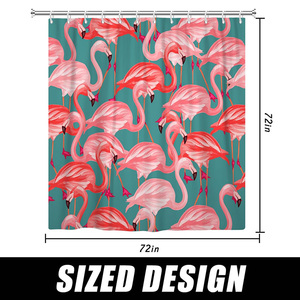 Summer Nordic 3D Printed Tropical Flamingo Home Decor <span class=keywords><strong>Rideau</strong></span> de douche de bain toilette avec tapis - Product Image 3