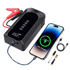 12V Emergency <b>Battery</b> Booster 150psi Portable Wireless Digital Display Tyre <b>Pump</b> Tire Inflator Car Jump Starter With Power Bank - Product Image 1