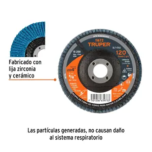 Boîte de 5 disques laminés 4', grain 120, centre 5/8', fibre, TRUPER - Product Image 3