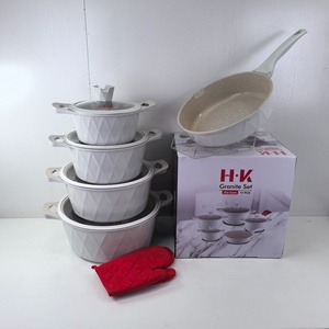 Juego de Ollas de 11 Piezas de Alta Calidad con Revestimiento de Granito, <span class=keywords><strong>Aluminio</strong></span> Fundido, Ecológico, Antiadherente, Diseño Moderno y Simple - Product Image 1