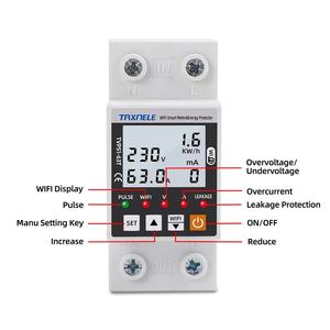 Protector <span class=keywords><strong>de</strong></span> Voltaje Inteligente WiFi TUYA 63A, Dispositivo <span class=keywords><strong>de</strong></span> Relé, Interruptor, Medidor <span class=keywords><strong>de</strong></span> Energía kWh TVS1-63T, Compatible con <span class=keywords><strong>Google</strong></span> Assistant - Product Image 2