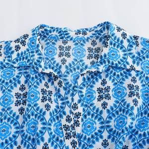 <span class=keywords><strong>Robe</strong></span> d'été de style <span class=keywords><strong>jupon</strong></span> imprimé pour femmes <span class=keywords><strong>Robe</strong></span> de style vacances ample à manches longues et à ceinture boutonnée - Product Image 3