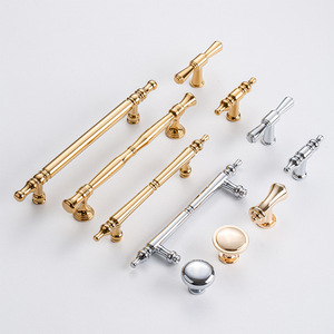 Furniture Handle And <b>Knob</b> Zinc Alloy Bar Cabinet Drawer Gold Traditional Durable Hardware - Product Image 2