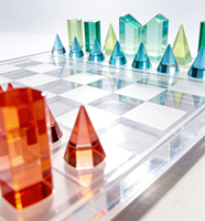 Ensemble d'échecs en acrylique de luxe personnalisé - Table d'échecs et plateau de backgammon, design transparent mat pour cadeaux d'affaires, décoration de bureau