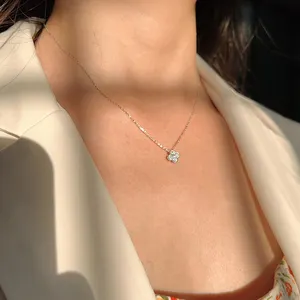 Hot Sale S925 Sterling Silver Diamond Four-leaf Clover Necklace Women's Zircon Four-leaf Clover Necklace