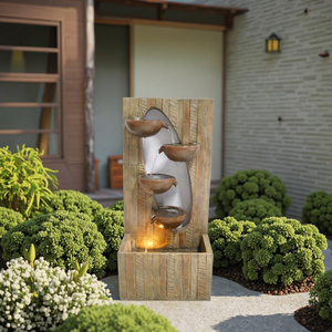 Grande Polyresin giardino fontana cascata ornamento in fibra di vetro legno durevole <span class=keywords><strong>con</strong></span> pietra di metallo stile artificiale per la protezione del cortile - Product Image 2