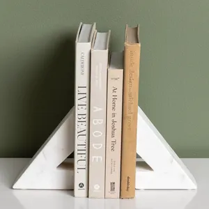 Factory Price Custom White Natural Stone Marble Bookends Home Decorative Marble Modern Book Ends for Home Devor