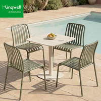 Ensemble table et chaises de bistrot moderne, durable, imperméable, léger, mobilier d'extérieur pour café, hôtel, restaurant, terrasse, parc