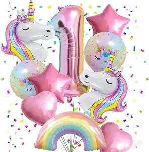 Ensemble de ballons en feuille d'or licorne, ballons en feuille d'or en forme d'étoile et de cœur, décorations de fête pour les filles, anniversaire, fête de naissance, fournitures de fête - Product Image 1