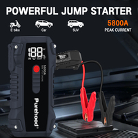 Démarreur de secours Purehood Q4 27000mAh noir avec pinces intelligentes pour moteurs essence 3.5L et diesel 2.5L, Type-C, crête 2000A/4000A
