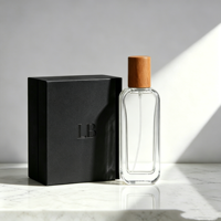 Flacons de parfum carrés en verre personnalisables de qualité supérieure, 30 ml et 50 ml, transparents, avec vaporisateur, couvercle et boîte d'emballage