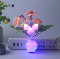 Veilleuse Champignon Mignonne à Prise EU&US, Lumière de Nuit LED Décorative Fleur Rose pour Chambre