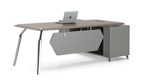 Bureau de direction moderne en bois avec structure en aluminium, poste de travail modulaire durable pour le bureau