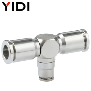 Connecteur en T réducteur PEG raccord pneumatique en laiton en forme de L à trois voies tuyau de <span class=keywords><strong>Tube</strong></span> d'air insert à une touche raccord rapide enfichable - Product Image 1