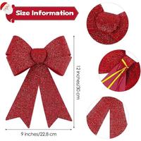Grands nœuds de Noël rouges à paillettes pour la décoration de l'arbre de Noël, décoration intérieure, couronne, décoration murale, fête