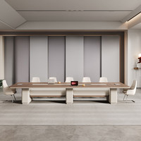 Grande table de conférence de bureau moderne pour 10-12 personnes, table de réunion professionnelle, bureau de salle de réunion avec ports d'alimentation et de données intégrés, mélamine