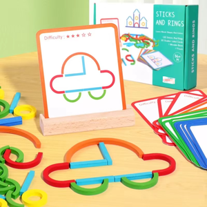 Rompecabezas de palitos y anillos de madera, juego de inteligencia, juguetes educativos tempranos, regalos DIY - Product Image 4