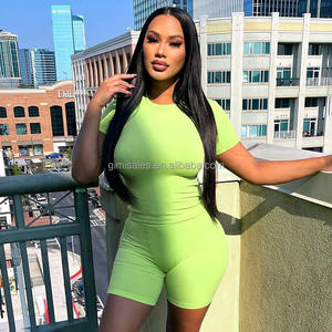 Set 2024 estivi da donna da donna Set da salotto da donna Set da donna pantaloncini da motociclista a maniche corte a coste in maglia due pezzi - Product Image 2