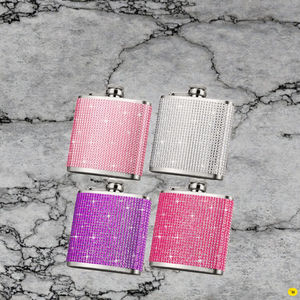 กระบอกเหล็กสแตนเลสทรงสี่เหลี่ยมขนาดเล็ก 6 ออนซ์ พกพาสะดวก ป้องกันการรั่วซึม เป็นมิตรกับสิ่งแวดล้อม ประดับคริสตัลเพชร สำหรับผู้หญิง ใช้ใส่ไวน์ เหล้า วิสกี้ สำหรับงานปาร์ตี้ - Product Image 3