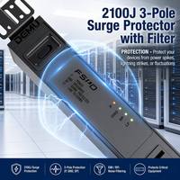 PDU DEMU de 19 Pulgadas para Montaje en Rack 1UT, 7 Tomas de Corriente Estadounidenses con Protector Contra Sobretensiones de 2100J, Filtro EMI/RFI, 15A 125V