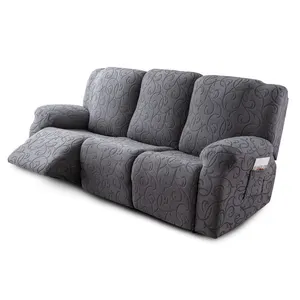 Polyester And Spandex Fabric Recliner Sofa Cover 3 Seat Stretchable All-Inclusive Reclining Sofa Slipcover