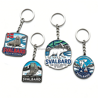 Llavero de Metal Ecológico con Logotipo Personalizado al por Mayor, Diseño de Dibujos Animados, Temática Ártica de Svalbard, Oso Polar, Luces del Norte, Regalos
