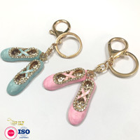 Porte-clés en verre pour fille adolescente, cadeau brillant or argent plaqué métal ballerine fille Ballet danseuse ange image porte-clés