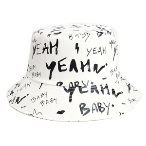 Chapeau Bob Femme en Coton à Imprimé Numérique Motif Lettres 'Yeah Baby' – Chapeau de Soleil Décontracté Couleurs Blanc, Rouge, Bleu, Or - Product Image 5
