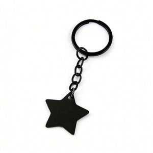 Personalized <b>Customization</b> Laser Engraving logo Printing Stainless Steel Photo Pentagram Blank Material Metal <b>Keychain</b> - Product Image 5