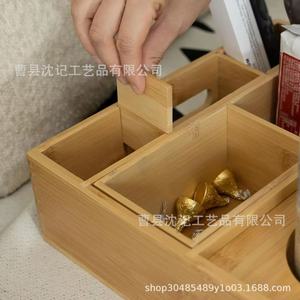 Plateau de rangement en bois avec porte-bouteille pour voiture, organiseur de collations portable - Product Image 4