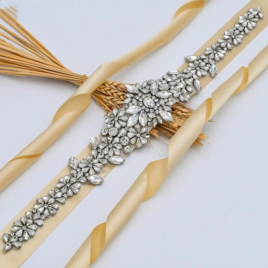 Rhinestone Bling gelin kemeri zanaat zincir kristal dikiş elbise için kostüm elmas aplike süslemeler