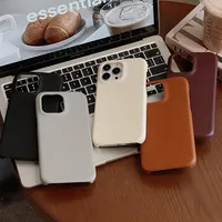 Coque de téléphone en cuir tendance pour iPhone 16 15 14 13 12 Pro Max, antichoc, ultra-fine, effet litchi