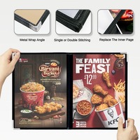 Harga pabrik 6 halaman 12 tampilan transparan PVC PU kulit tepi Restoran Menu penutup 8.5x11 inci buku Menu ukuran A4