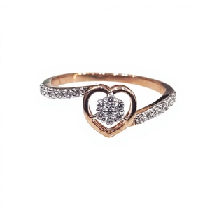 Bague de fiançailles de luxe style vintage avec cluster de diamants de laboratoire de 0,25 carat, or rose massif 14 carats, certifiée IGI, unique et élégante - Product Image 2