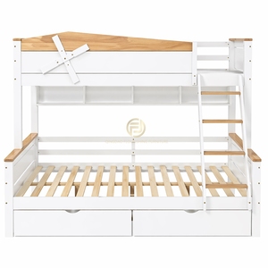 Letto a Castello Multifunzionale <span class=keywords><strong>Salvaspazio</strong></span> per Bambini con Scivolo e Armadio, Struttura in Legno per Camere Piccole - Product Image 1