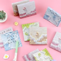 Mignon Créativité Paysage Peinture À L'huile Sticky Note Fille Main Compte Carnet De Notes Papier