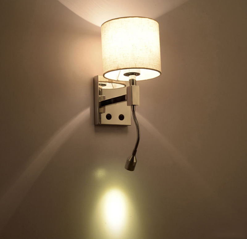 European Reading Wall Lights E27 Interior Bedroom Hotel Wall Lighting Fixtures Home Bedside Led Fabric wall lamp Indoor