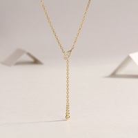Collier personnalisé en forme de Y avec pendentif en forme de larme, bijoux fins, or 18 carats/argent sterling 925, diamants de laboratoire pour femmes