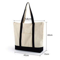 Tas Belanja Tote Kanvas Katun JOYSUN dengan Logo Custom, Kantong Depan Besar, untuk Liburan Akhir Pekan dan Belanja