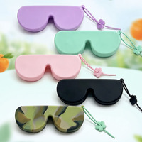 Étui à lunettes de soleil en silicone mini portable, antichoc, anti-perte, avec cordon fleuri, logo personnalisé, boîte à lunettes de voyage