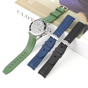 Bracelet de montre KZPN11 en caoutchouc FKM souple avec boucle ardillon pour GMT 1958, extrémités courbées, étanche à la poussière et à l'eau, 20 mm, <span class=keywords><strong>noir</strong></span>, bleu marine, rouge, orange - Product Image 2