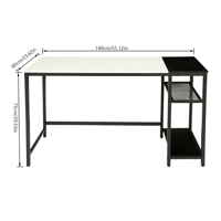 Bureau à domicile avec étagères de rangement Plateau blanc et étagères noires Petite table de bureau