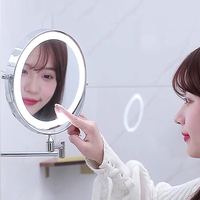 Miroir LED de maquillage avec Rotation de 360 degrés, Double face, base de pliage Flexible, miroir pour mur