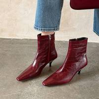 Sepatu Boots Chelsea Wanita Model Ujung Persegi Lapisan Kulit Domba Hak Tipis 6cm Anti Selip Ringan Grosir