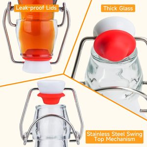 Bouteilles en verre à couvercle basculant pour extraits faits <span class=keywords><strong>maison</strong></span>, jus de coquito, bouchons hermétiques anti-fuite, joints supplémentaires, diffuseur à bâtonnets - Product Image 3