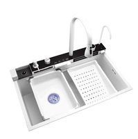 Évier de cuisine intelligent multifonction numérique en acier inoxydable SUS304, grand évier cascade moderne, ensemble complet - Offre Spéciale