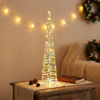 Lampe de table LED en forme de cône irisé avec cadre en fer, effet prismatique, éclairage arc-en-ciel, décoration de Noël pour les fêtes