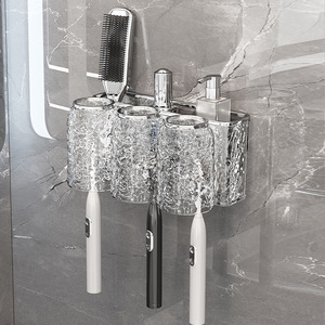 <b>Toothbrush</b> <b>Holder</b> Wall Mounted 4 Cup Suction Cup Storage Rack Bathroom Space Saving - Product Image 3