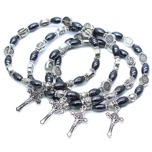 Sacerdote cristiano religioso cruzado, colgante <span class=keywords><strong>de</strong></span> <span class=keywords><strong>JERUSALÉN</strong></span>, pulsera <span class=keywords><strong>el</strong></span>ástica <span class=keywords><strong>de</strong></span> mineral Rojo Negro con aleación <span class=keywords><strong>de</strong></span> diamantes, regalo <span class=keywords><strong>de</strong></span> piedra principal - Product Image 5